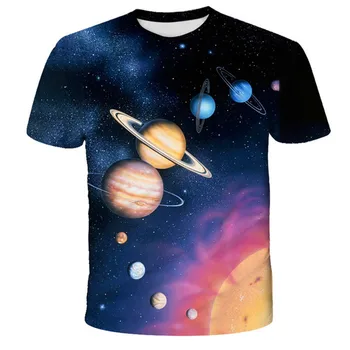 Новая Космическая Галактика Планета Вселенная 3D-печатная детская футболка детская Sky Star 3D-печатная крутые топы для мальчиков и девочек модная уличная одежда