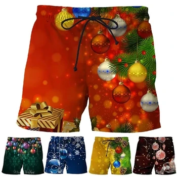 Новая мода 3D-печать Рождественские шорты для мужчинЛичность Хип-хоп Крутые пляжные шорты Уличные Рождественский подарок Бермудские острова Masculino