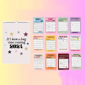 Новогодние подарки Календарь 2024 Новый с катушкой Планирование времени Настенный календарь Бумажный подвесной календарь В помещении