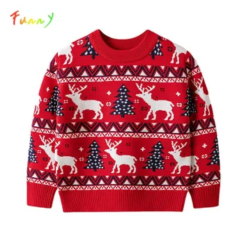 Новый детский свитер Kintted Christmas Свитер для девочки и мальчика мультфильм теплый детский пуловер рождественская одежда для девочек от 2 до 7 лет