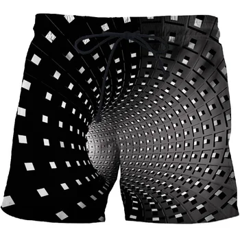 Оптическая иллюзия3D-печатные шорты брюки мужские летние пляжные шорты купальник повседневная мода плавки быстросохнущие шорты мужские