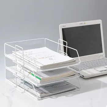 Органайзер для файлов Штабелируемая стойка для файлов Минималистичная стойка для бумаги A4 Лоток для хранения файлов Железный органайзер для рабочего стола Принадлежность для домашнего офиса