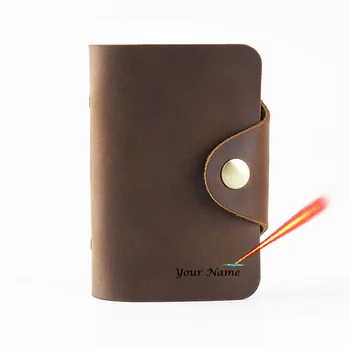  Персонализированный держатель для карт ручной работы из натуральной кожи Подарок для мужчин Мужчины Hasp Кошелек для кредитных карт Функциональный кошелек для карт