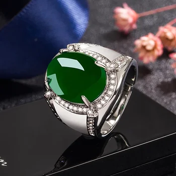 Подлинное стерлинговое серебро 925 пробы Происхождение Изумруд Ювелирные изделия для женщин Изысканные обручальные кольца Anillos De Green Emerald Gemstone Женская коробка