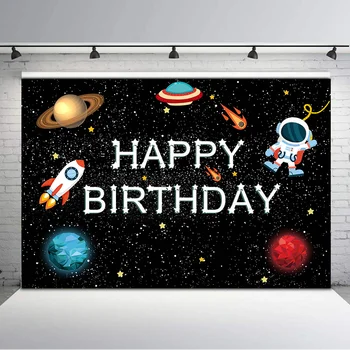 Приключенческий космический корабль День рождения Фоны OuterSpace Panet Astronaut Boy Birthday Party Украшения Баннер Фотография Фон