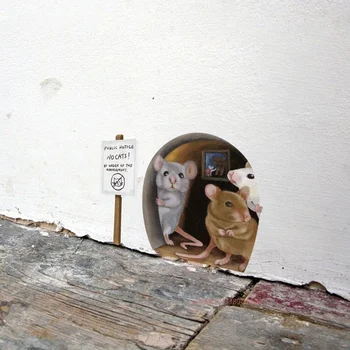  Реалистичные наклейки на стену с отверстием мыши для угловой лестницы Забавная милая мышь Главная Декоративные наклейки на стены Декоративные наклейки