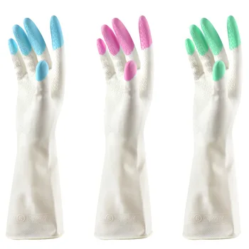 Резиновые перчатки с длинным рукавом Кухня Мытье посуды Многоцелевая уборка Домашняя работа Уборка Водонепроницаемые нескользящие перчатки