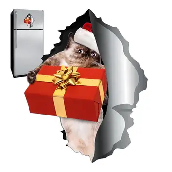 Рождественские наклейки на холодильник Рождественская наклейка с кошкой Автомобильные наклейки Магнитная наклейка Забавные магниты на бампер Наклейка на автомобиль Магнитный автомобиль