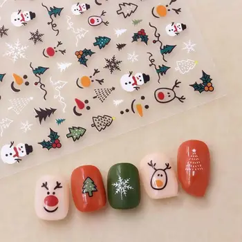 Рождественский нейл-арт Снежинка Санта-Клаус Медведи Наклейки для ногтей Рождественские наклейки для ногтей Украшения для ногтей Мультяшные наклейки для ногтей