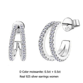  Серьги-гвоздики из муассанита 925 пробы Стерлинговое серебро 18K Помолвочные ювелирные изделия с бриллиантом Серьги для женщин