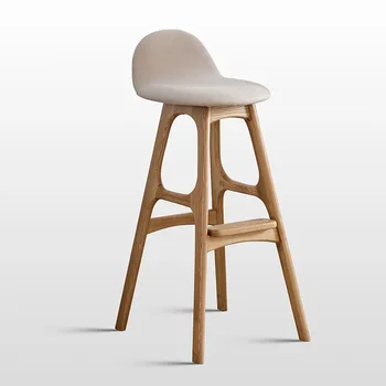 Современные вращающиеся барные стулья из массива дерева Легкая роскошь Творческая настройка Домашняя спинка Высокий стул Кофейня Барный стул