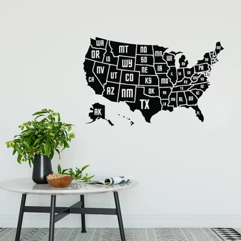 США Карта Виниловая наклейка на стену Украшение дома Карта американских округов Настенная виниловая наклейка Май Мест Фотообои Панно Плакат AZ849