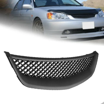 черная сетчатая решетка радиатора переднего капота из АБС-пластика для Honda Civic JDM Type R 2001-2003