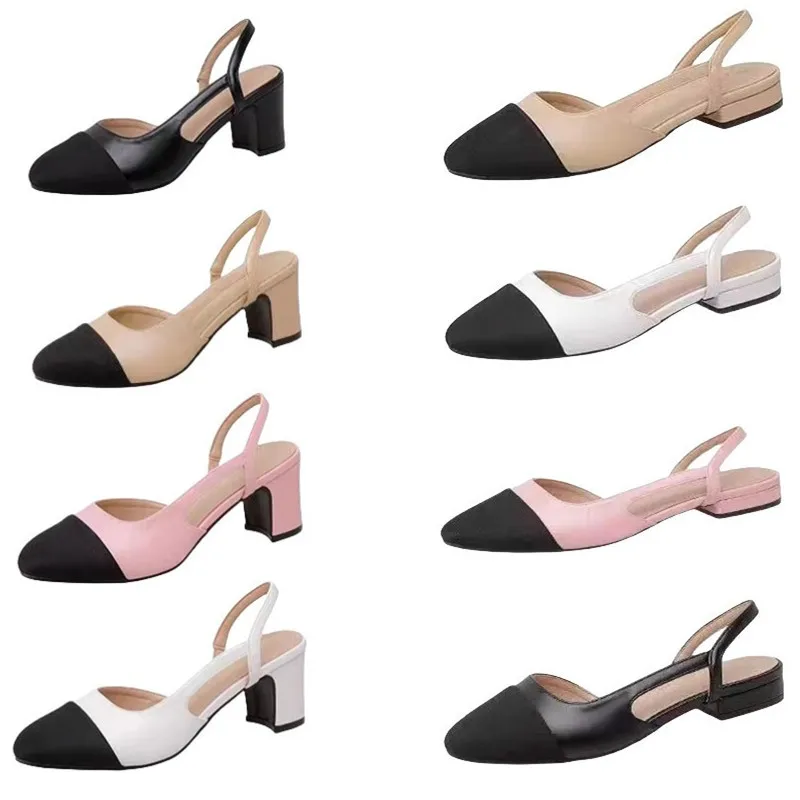 2024 Новое в коже Женская обувь Сандалии Цвет с плоским дном Полый толстый каблук Chaussure Femme Zapatos Mujer Sandalias Sapatos Sapatos