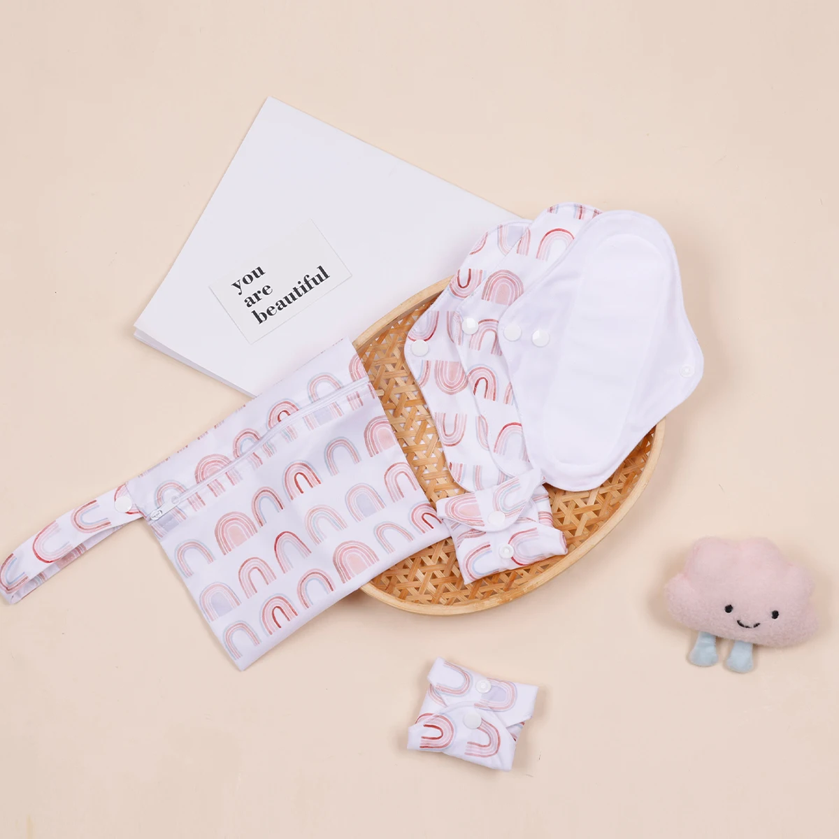 5 шт./комплект Гигиеническая прокладка для салфеток с 1 сумкой для хранения Дышащая женская ежедневная прокладка Моющаяся многоразовая ткань Менструальная прокладка