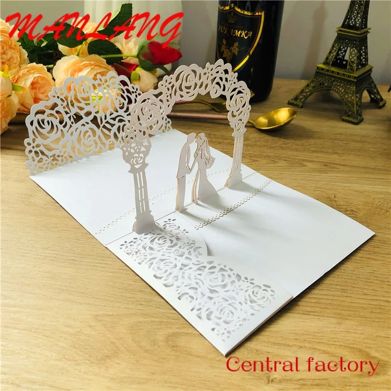 Custom Romantic 3D Custom Glitter Paper Birthday For Female Pack Of 10 Rose Flower Greeting Card Свадебная пригласительная открытка