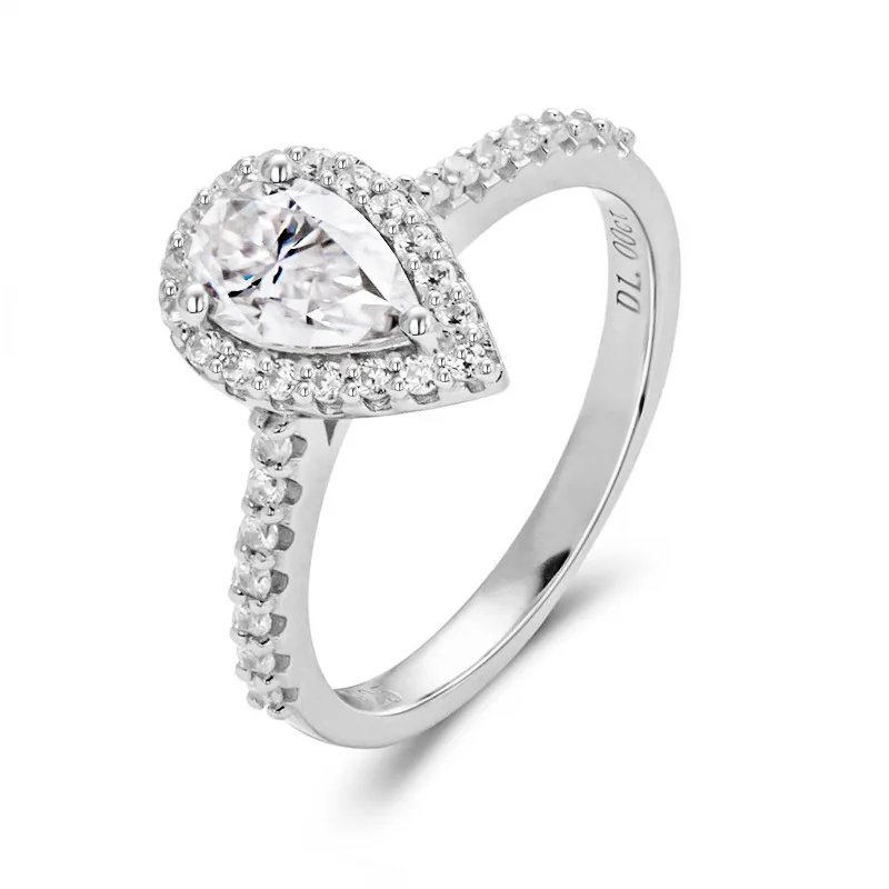 MINWEEN 1ct грушевидная огранка муассанит ореол помолвка обручальное кольцо 925 пробы из стерлингового серебра для женских ювелирных изделий