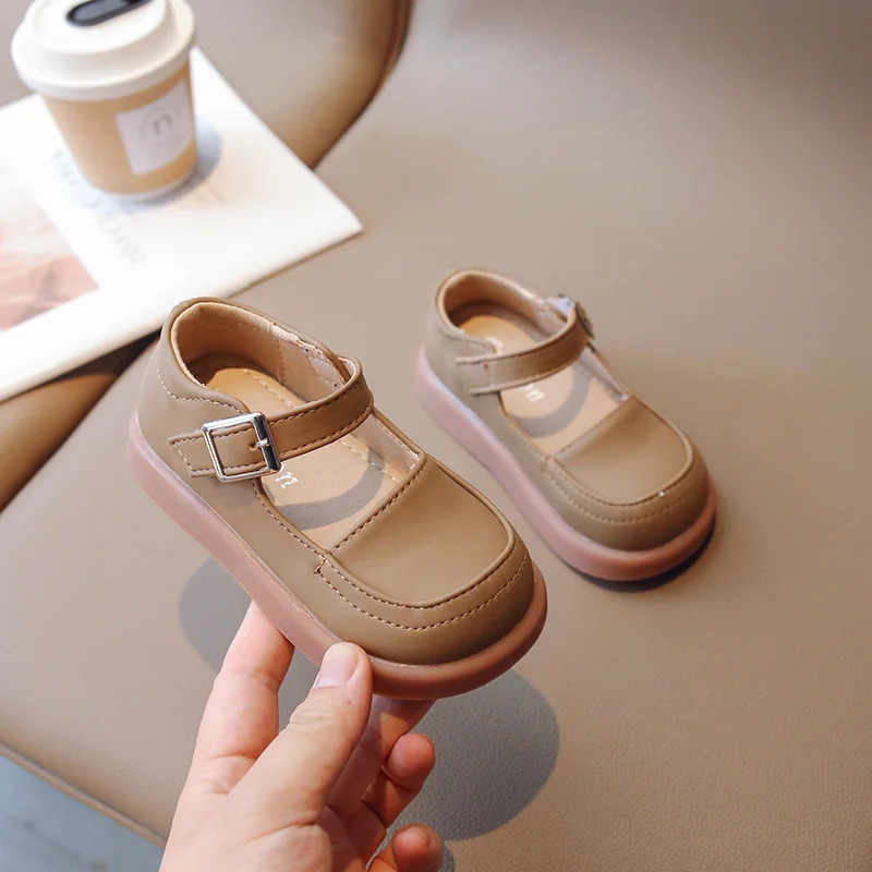 Детские лоферы Элегантные квадратные туфли с открытием Мягкая кожаная обувь для девочек Классическая мода Британская противоскользящая обувь для малышей Детская принцесса на плоской подошве