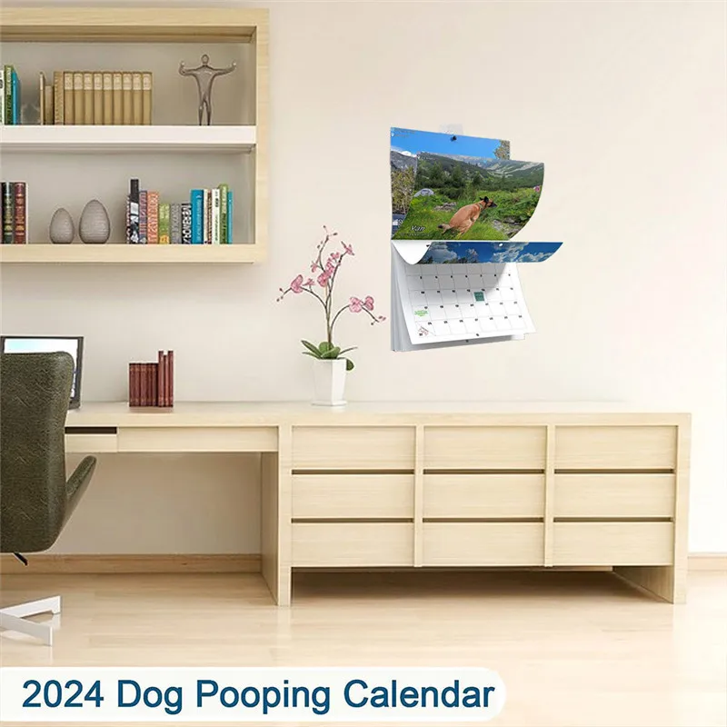 Какающие щенки Собака какает в красивых местах Календарь на 2024 год Забавный настенный календарь Настенное искусство Шутка Юмор Подарок на день рождения Рождество