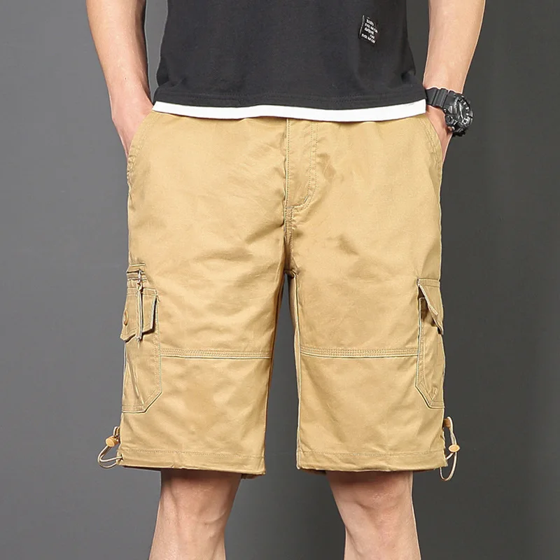Летние новые мужские шорты-карго Модная корейская версия Свободные брюки с пятью четвертями Мужские прямые повседневные брюки с несколькими карманами