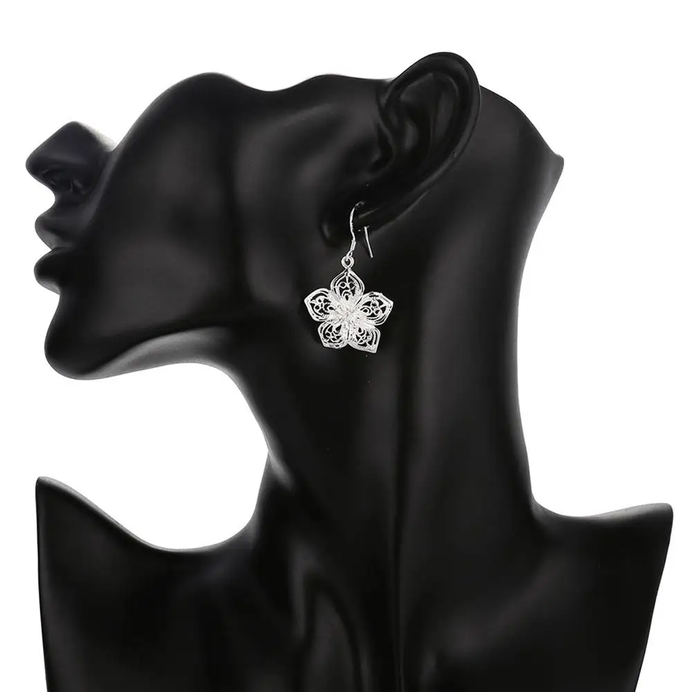 Подвески Мода 925 Стерлинговое серебро Красивое элегантное Цветы ожерелье серьги Ювелирные наборы для женщин Вечеринка свадьба Праздничный подарок