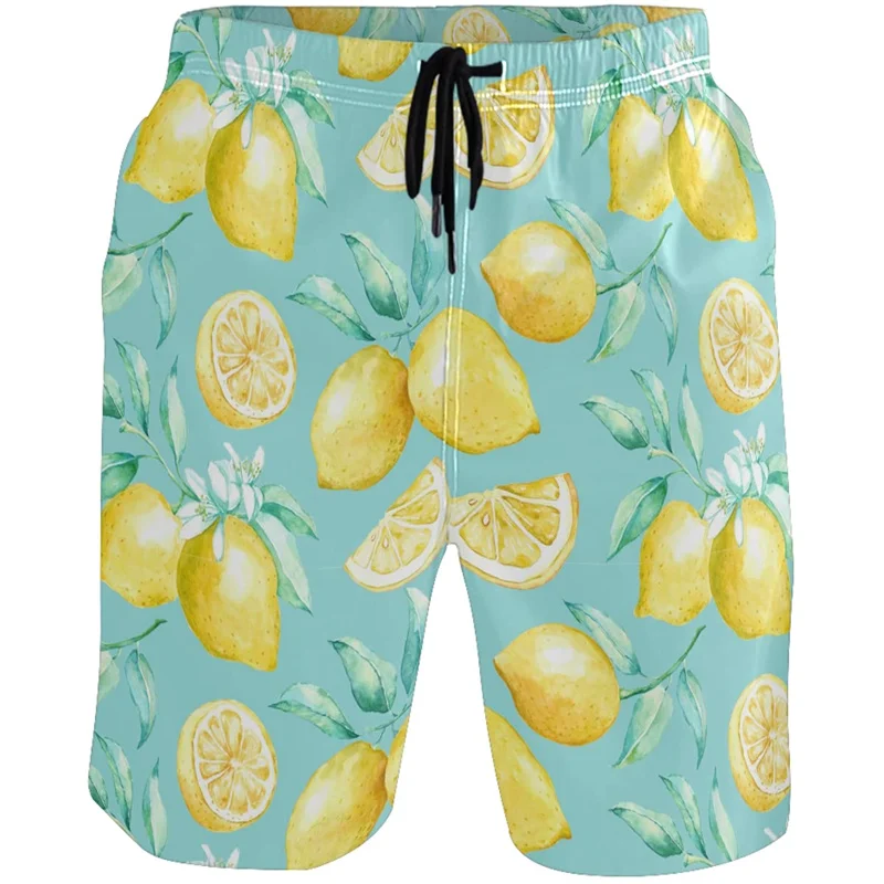 Подсолнух Лимон Фламинго Пляжные шорты для мужчин 3D-печатные гавайские плавки Летние
