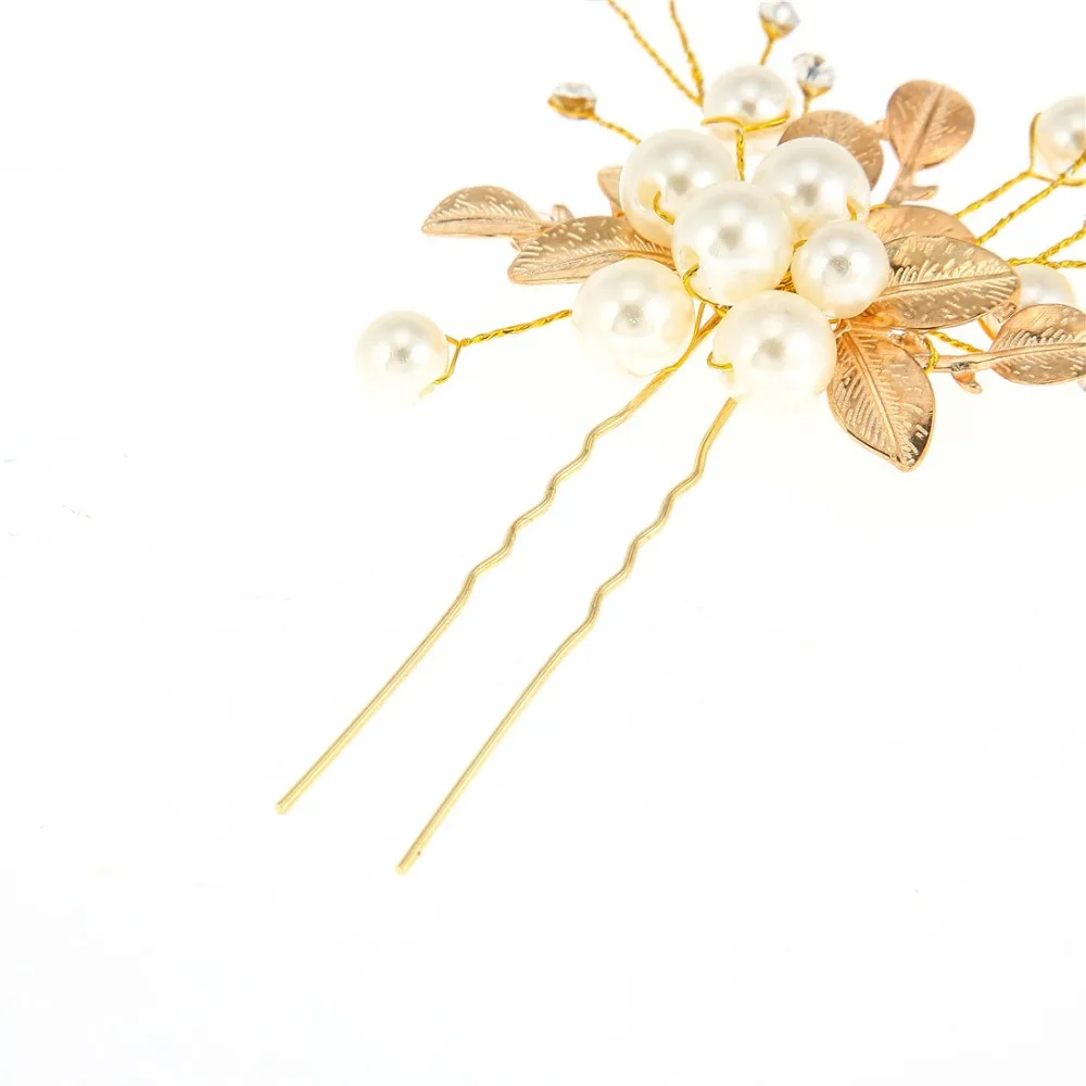 золотой цвет горный хрусталь металлические шпильки греческий лист свадебные аксессуары для волос для женщин и девочек жемчуг невеста заколка для волос булавка расческа